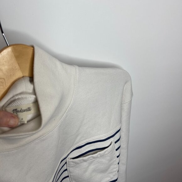 Madewell Striped‎ Mock Neck Sweatshirt Pullover with Pocket Casual Comfy - Picture 6 of 7